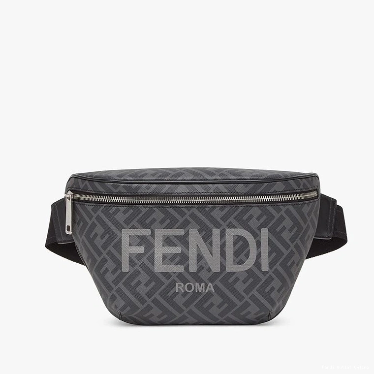 Fendi Bag ROMA Black Belt Motif Logo FF In Fabric 0711